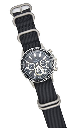 Artstyle Watch Band With Colorful Nylon Material Strap And Heavy Duty Brushed Buckle (Black, 18Mm) #TOP3