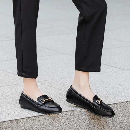Image of BGSTGUDS Women's Wide Loafers Shoes Cute Dressy Shoes Ladies Comfort Slip Ons Work Shoes