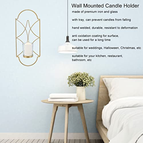 Suporte de Vela de Decoração de Parede de Ferro, 2 PeçAs de Decoração de Parede de Suspensão de Vela