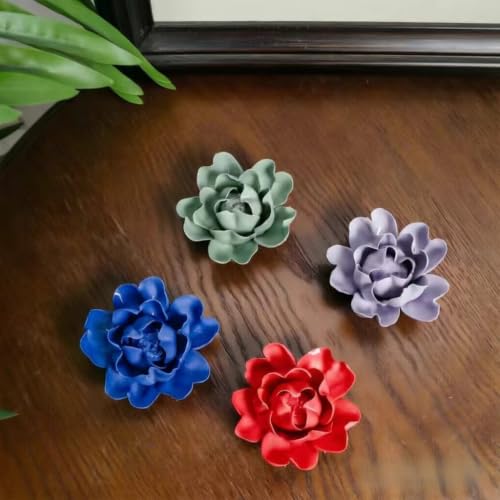 Image of Luoyang Peony,Royal Blue,2.76 inch,Ceramic Flower Wall Art Decor, Artificial Flower Wall Sculpture,Handmade Ceramic Flowers for Home,Hallway,Living Room, Kitchen,Bathroom