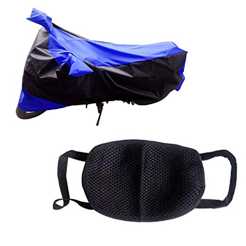 Image of Kandid Blue & Black Dust Proof & Water Resistant Double Mirror Pocket Bike Cover for Bajaj Pulsar 135Ls