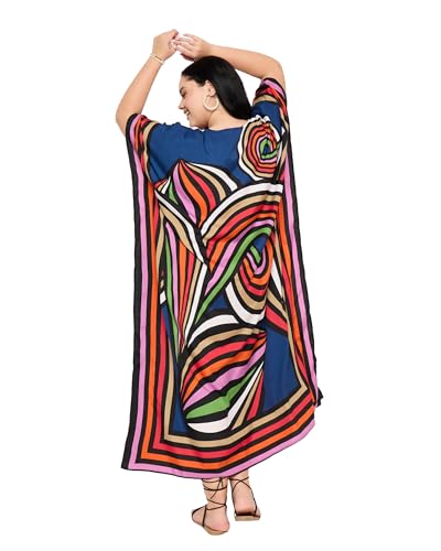 Image of Gypsie Blu Women Plus Size Kaftan Dress Beach Cover Up Maxi Dresses for Women, V-Neck Kimono Sleeve 1X-3X