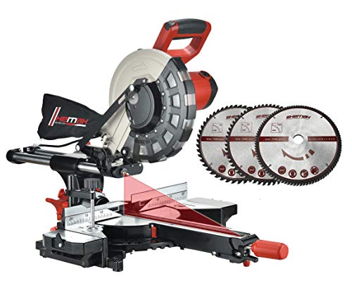 HEMAK HK-ZKG 255 Zug-Kapp-Gehrungssäge Kapp-Zugsäge ø 255 x ø 30 x 2,8 mm 2000 Watt Kappsäge 3 Sägeblätter