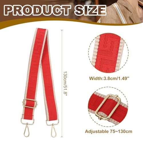 Image of PATIKIL Purse Strap, Adjustable Crossbody Bag Straps Wide Shoulder Strap Universal Replacement Shoulder Bag Belt for Women's Handbags Canvas Satchels Bag Backpack, Red