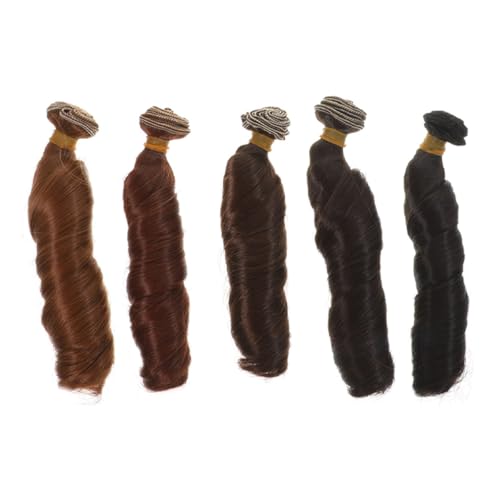 CLISPEED 5 piezas Pelucas para Muñecas Rizadas de Alta Temperatura Extensiones Sintéticas para Reemplazo Fácil Limpieza Variedad de Colores para Manualidades y Personalización