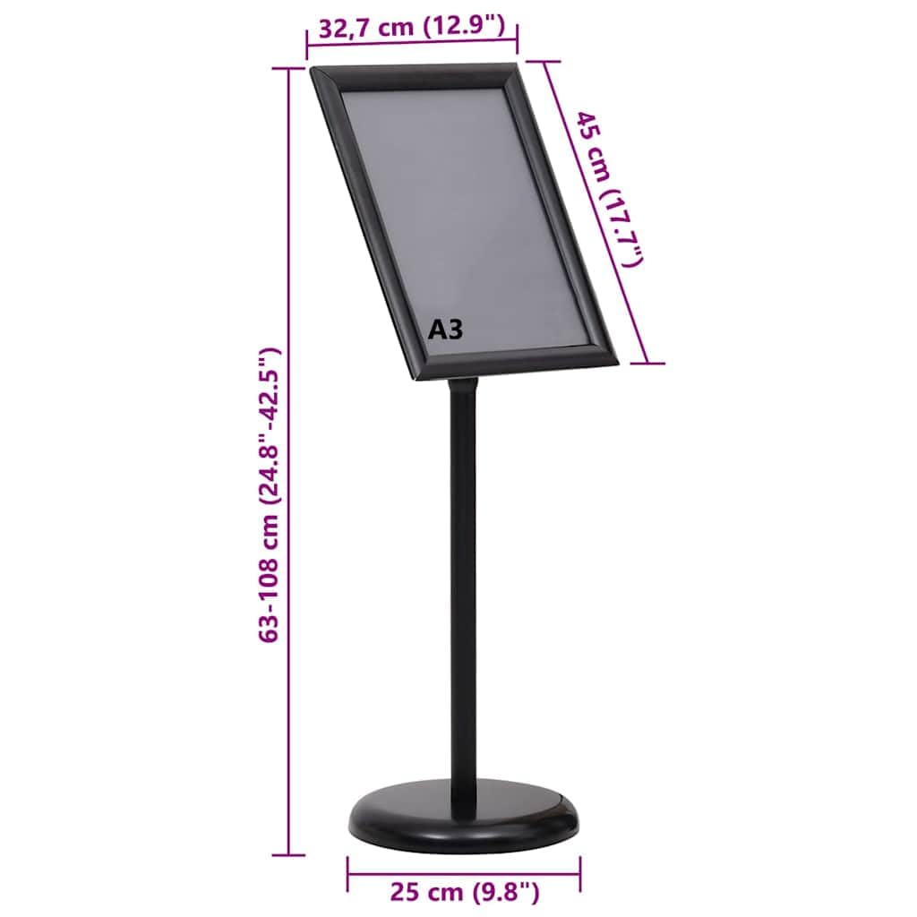 Soporte para carteles (2 unidades, aluminio, 45 x 32,7 x 108 cm, altura regulable, giratorio, para interior y exterior)