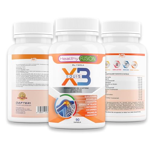 X3 Healthy Fusion | Komplex aus Glucosamin, Chondroitin, Kurkuma & MSM | Für starke Gelenke, gesunden Knorpel & leistungsfähige Muskeln | Lindert Schmerzen & verbessert die Beweglichkeit | 90 Kapseln