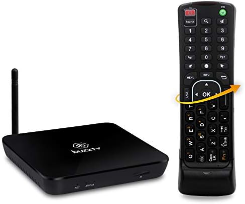 BuzzTV XPL3000 Black with Wireless Remote Bundle - Android 7.1.2 IPTV Set-Top Box with ARQ-100 Wireless Air Mouse Keyboard Remote - 4K Ultra HD - 2GB RAM 8GB Storage