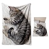Flanell Decke | Süße Katzendesign Wurfdecke Für Sofa Und Bett,Warme Bett Accessoires...