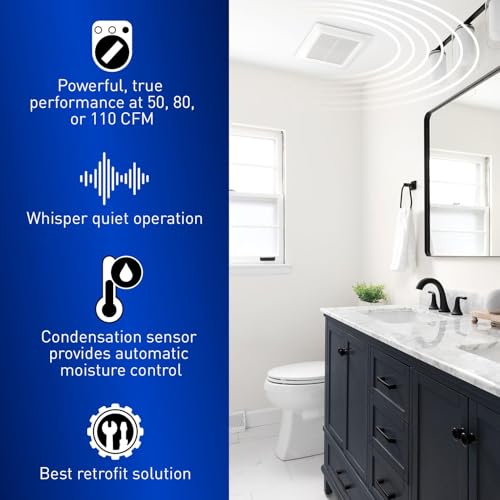 Image of Panasonic FV-0511VFC1 WhisperFit Bath Fan + Humidity Sensor, 50-80-110 CFM
