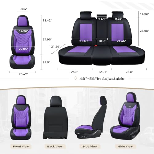 Image of Coverado Car Seat Covers with Lumbar Support, Front Covers for Cars, Universal Automotive Seat Cover, Waterproof, Leather Car Seat Cushion, Interior Seat Protectors for Most Cars