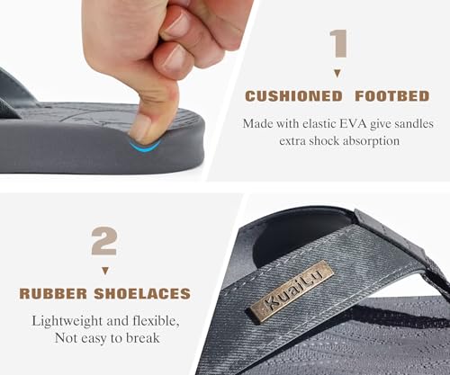 Image of KuaiLu Mens Flip Flops Arch Support Comfortable Summer Beach Thong Sandals Yoga Foam Cushion Slip on Slippers