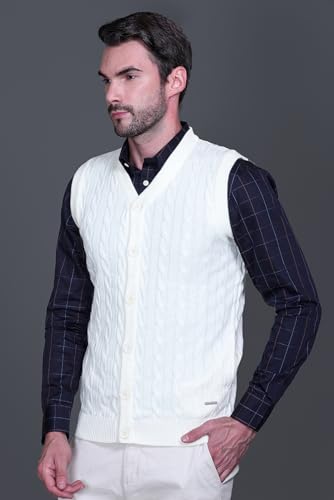Image of V Neck Cardigans for Men - Woolen Sleeveless Sweater for Man Winter Wear