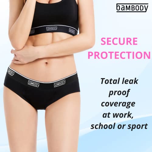 Bambody Leak Proof Hipster: Sporty Period Panties For Women And Teens - 1 Pack: Black - 2X-Large #TOP2