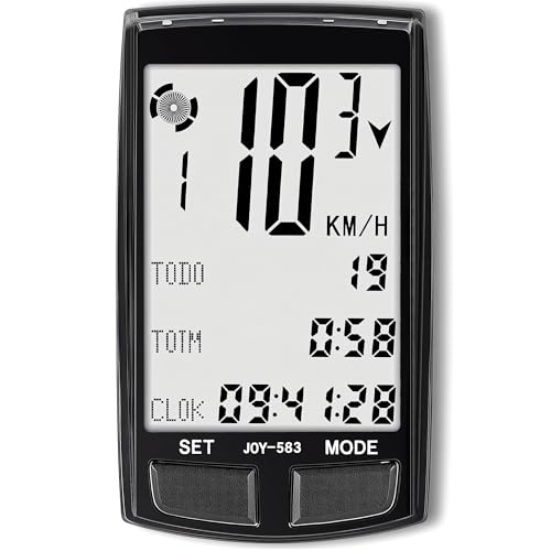Fahrradcomputer und Kilometerzähler, kabellos, großes Display, 3,3 Zoll (8,9 cm), MPH, KM/H, Geschwindigkeitsmesser mit Wecker, automatische Geschwindigkeitsverfolgung, altmodisch, multifunktional