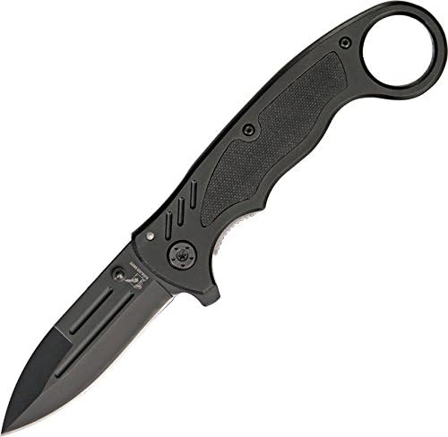 Blackjack Knives J050 Linerlock Knife with Black Aluminum Handles