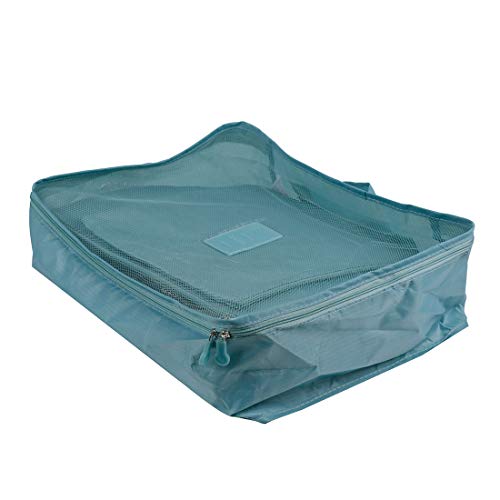 MINISO Foldable Travel Organiser Bag Zipper Toiletry Bag Set of 4,Underwear Bag Portable Storage Case Lightweight Fits Bra Socks Underpants for Women, Green