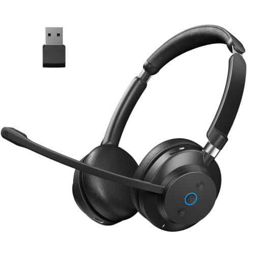 Image of BINNUNE Wireless Headset with Mic for Work, Bluetooth & USB Dongle for PC