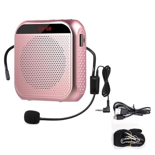 Amplificador de Voz, Sistema de PA Recargable,2200mAh,micrófono Recargable para Profesores,Guías Turísticos, Altavoz Portatil con Microfono, Auriculares y Cintura (Rosa)