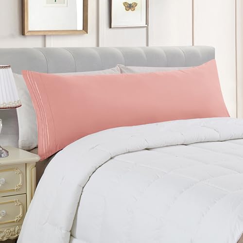 Image of Elegant Comfort Luxury Ultra-Soft 1-Piece Body Pillowcase - 1500 Premium Hotel Quality Microfiber Double Brushed - Wrinkle Resistant, Body Pillowcase Size, Dusty Rose