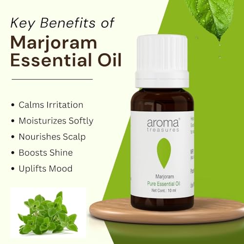 Image of Aroma Treasures Marjoram Essential Oil | 100% Pure & Natural Theraputic Essential oil for healthy Skin, body, Aromatherapy - 10ml
