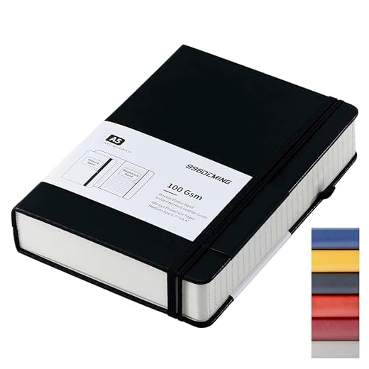 996DEMING Lined Journal Notebook - 360 Pages Journals for Writing A5 College Ruled Notebook,100gsm Lined Paper,Leather Hardcover Journal for Men and Women,Office Notebook for Work,5.75'' X 8.38'' (Black,A5)