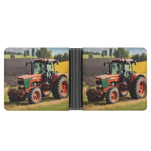 Portefeuille en cuir homme ultra plat avec pince à billets rigide motif tracteur