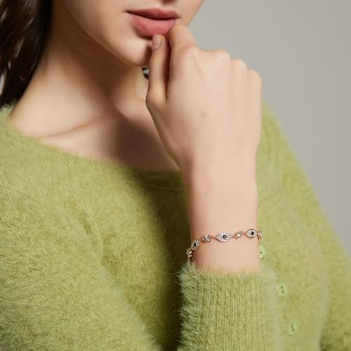 Evil Eye Bracelet for Women, Gold Tree of Life Adjustable Bracelet with Cubic Zirconia, Protection Jewelry for Everyday Wear3