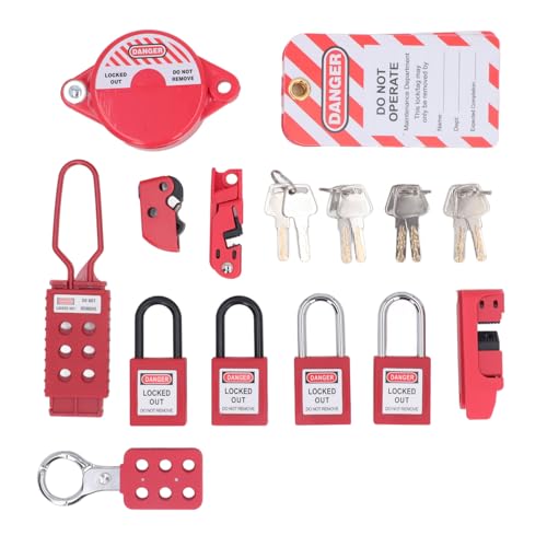 Electrical Lockout Tagout Kit, Safety Locks Kit 4 Padlocks 3 Lockouts 2 Hasps Prevent Short Circuits Industrial Operations