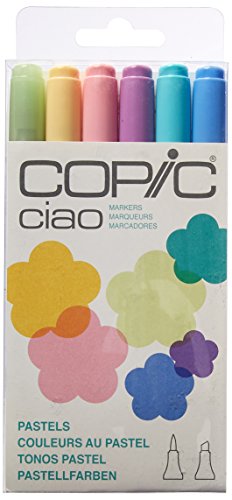 Copic Marker I6-PASTL Ciao Markers, Pastels, 6-Pack, Multicolor