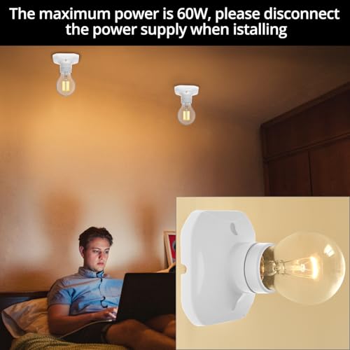 QWORK® 4Pcs E27 Light Bulb Socket Holder, E27 Screw Bulb Holder with Ceramic & Flame Retardant Base, AC 220V, for LED Light Bulbs - Image 5