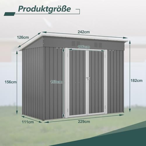 Cabane de jardin KOMHTOM 8x4 FT en métal robuste avec fondations intégrées - 4