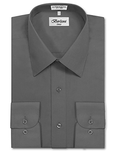 Italy Men's Long Sleeve Solid Premium Dress Shirt
