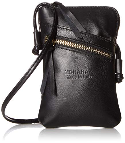 Monahay Small Italian Leather Cross Body Cell Phone And Passport Travel Pouch Bag Vera Pelle Mh9723 … (Black) #TOP1
