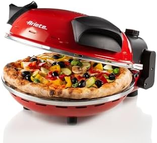 "Ariete 909 Fast and Compact Pizza Making Machine for Both Fresh and Frozen Pizzas, Forno Pizza da Gennaro equipped with a Timer and 5 Temp Levels, 1200 watts (Red)"