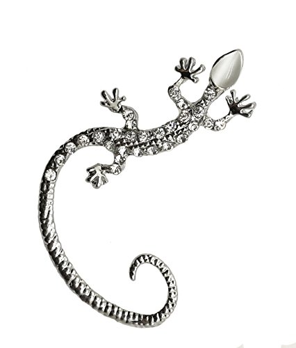 Qtalkie Vintage Metal Hot Alchemy Gothic Punk Earrings Ear Popular Gothic Punk Temptation Ear Cuff Wrap Clip Earring (Gecko Silver)