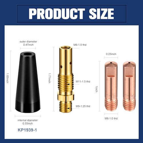 Therwen Kit de 24 pontas de bocal sem gás com núcleo de fluxo KP1939-1 Pontas de contato de soldador
