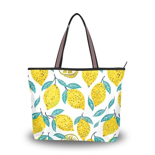 KFBE Women Tote Bags Yellow Lemon Top Handle Satchel Handbags