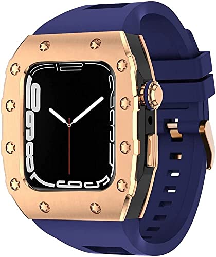 Kit boîtier acier inoxydable et bracelet caoutchouc Apple Watch 8 7 44mm 45mm Agate