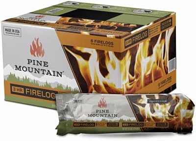 Pine Mountain Traditional 3-Hour Firelog, 6 Logs Long Burning Firelog for Campfire, Fireplace, Fire Pit, Indoor and Outdoor Use