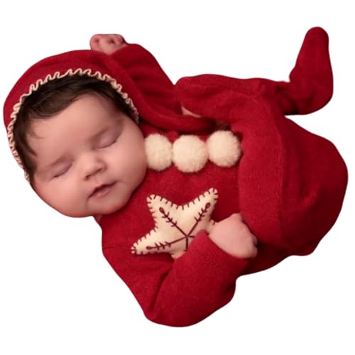 Image of Vedory Christmas Newborn Baby Photo Shoot Props Outfits Crochet Clothes Santa Claus Red Hat Pants Photography Props