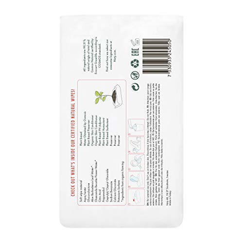 Eco by Naty, Parfümfreie Baby-Feuchttücher, 168 Stück (3 Packungen mit je 56), pflanzliche kompostierbare Feuchttücher, 0% Plastik, Frei von gefährlichen Chemikalien - Image 3