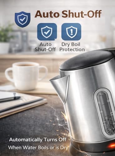 Image of NEEPRA Neepra Enterprise Electric Kettle 1.7 Litre | Stainless Steel Body | Auto Cut-Off | Fast Boil | Cordless Electric Kettle for Tea, Coffee & Hot Water (Steel 1.7L)