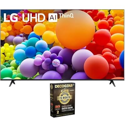 LG 55UT7570PUB 55-Inch UT75 Series LED Smart TV 4K (2024) Bundle with Deco Gear 2X 4K HDMI 2.0 Cable w/Copper Conductors & CPS Exclusive 26 Month Protection Pack (BEACH-CPS-261000)