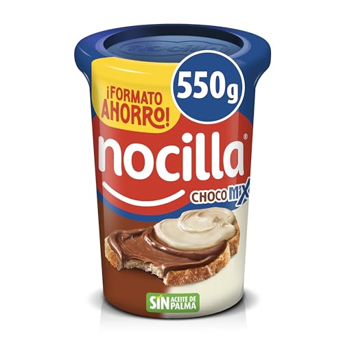 Nocilla, ChocoMix, Doble Crema al Cacao y Leche con Avellanas, Sin Aceite de Palma - Formato Ahorro - 550g