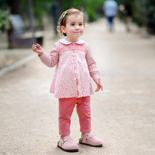 Image of Toddler Suede Clogs for Boys Girls Genuine Leather Adjustable Buckle Slides Potato Indoor Outdoor Slippers