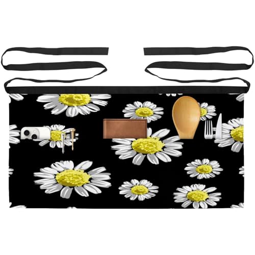 Lot de 3 demi-tabliers de chef à poches motif fleurs pour la cuisine et le service