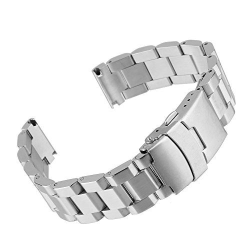 Beauty7 20mm Stainless Steel Link Wrist Watch Band Kit Bracelet Strap Replacement Fold Over Clasp