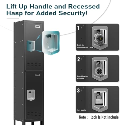 Image of BUTISOW Metal Lockers - 66 inch Height Steel Lockers for Employees with 2 Door Storage Locker with Card Slot for Employees Gym School Home Office Garage - Assembly Required