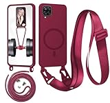 Beajew Funda con Cuerda para Samsung Galaxy A12 5G, Rojo